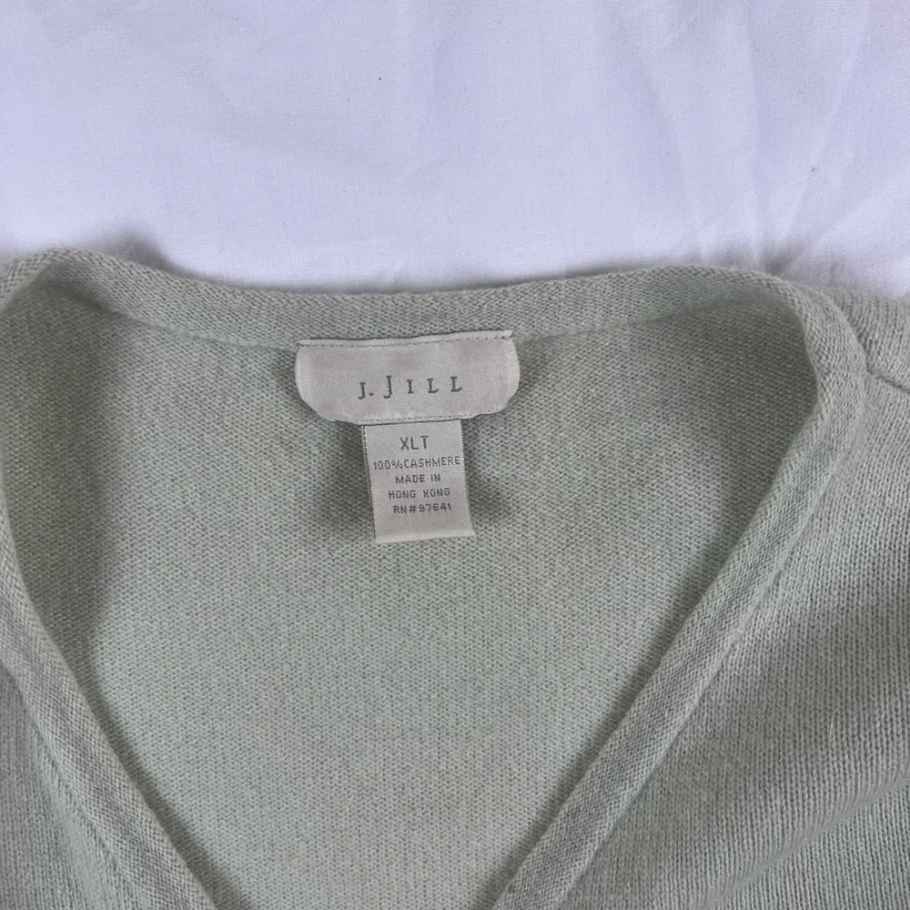 J. Jill 100% Cashmere long sleeve cardigan light green XL Tall - Picture 3 of 9